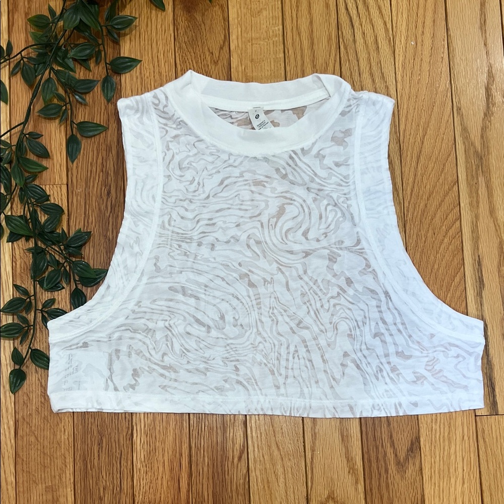 Lululemon Athletica White laser cut Tank Top